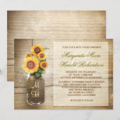 Zonnebloem rustieke Mason Jar Leuke bruiloft uitno Kaart (Voorkant / Achterkant)