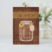 Zonnebloem Rustieke Mason Jar RSVP kaarten 3.5 x 5 (Staand voorkant)