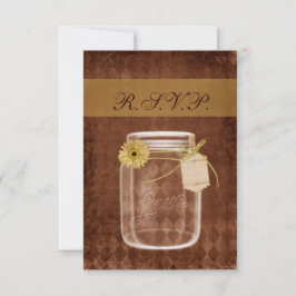 Zonnebloem Rustieke Mason Jar RSVP kaarten 3.5 x 5 Kaartje