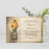 Zonnebloem rustieke Mason Jar vrijgezellenfeest no Kaart (Staand voorkant)