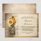 Zonnebloem rustieke Mason Jar vrijgezellenfeest no Kaart (Voorkant / Achterkant)