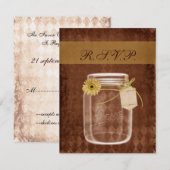 Zonnebloem rustieke metselaar bruiloft RSVP (Voorkant / Achterkant)