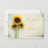 Zonnebloem Rustieke Moderne Typografie Trouw RSVP Kaart (Achterkant)