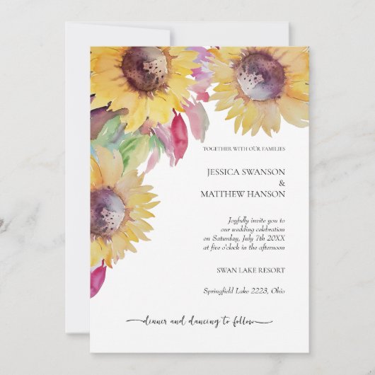 Zonnebloem rustieke pastel Waterverf Art Kaart (Voorkant)