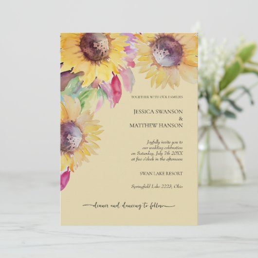 Zonnebloem rustieke pastel Waterverf Art Kaart (Staand voorkant)