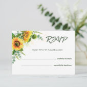 Zonnebloem Rustieke RSVP Trouwkaart Kaartje (Staand voorkant)
