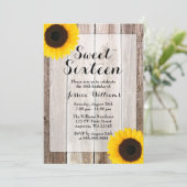 Zonnebloem Rustieke Schuur Hout Sweet 16 Kaart (Staand voorkant)