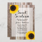 Zonnebloem Rustieke Schuur Hout Sweet 16 Kaart (Voorkant / Achterkant)