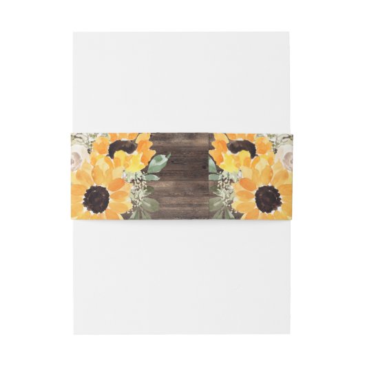 Zonnebloem Rustieke Schuur Houten Bruiloft Uitnodigingen Wikkel (Achterkant Voorbeeld)