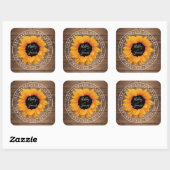 Zonnebloem Rustieke Schuur Houten Trouw Retouradre Vierkante Sticker (Vel)