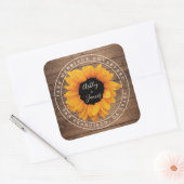 Zonnebloem Rustieke Schuur Houten Trouw Retouradre Vierkante Sticker (Envelop)