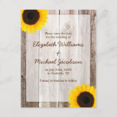 Zonnebloem rustieke schuur Save the Date Aankondig (Voorkant)