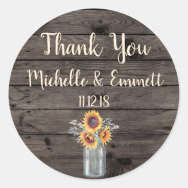 Zonnebloem rustieke Sticker dank u gunst dank u
