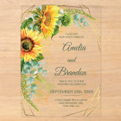 Zonnebloem Rustieke Trouw Acryl Uitnodiging (Voorkant)