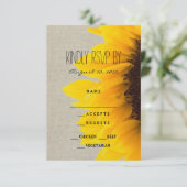 Zonnebloem Rustieke Trouw RSVP Kaart (Staand voorkant)