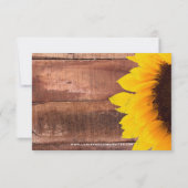 Zonnebloem Rustieke Trouw RSVP Kaartje (Achterkant)
