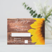 Zonnebloem Rustieke Trouw RSVP Kaartje (Staand voorkant)