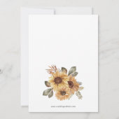 Zonnebloem Rustieke Trouw Uitnodigingen (Achterkant)