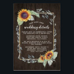 Zonnebloem rustieke Waterverf bruiloft invoegen Ka Kaart<br><div class="desc">Sunflower Rustic Waterverf Wedding Insert Kaarten - beschikt over een rustieke landelijke schuur houten achtergrond met waterverf zonnebloemen en andere bloemelementen over een waterverf lijst. Bekijk het volledige overeenkomende collectie op deze pagina om uw evenementbehoeften te voltooien.</div>