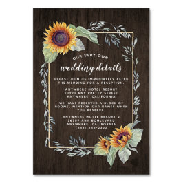 Zonnebloem rustieke Waterverf bruiloft invoegen Ka Kaart