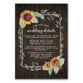 Zonnebloem rustieke Waterverf bruiloft invoegen Ka Kaart (Voorkant)