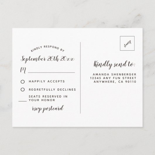 Zonnebloem rustieke Waterverf bruiloft RSVP Briefk Uitnodiging Briefkaart (Achterkant)