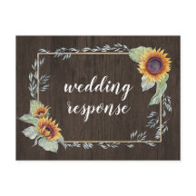 Zonnebloem rustieke Waterverf bruiloft RSVP Briefk
