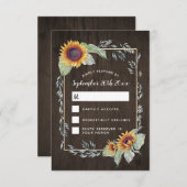 Zonnebloem rustieke Waterverf bruiloft RSVP Kaarte (Voorkant / Achterkant)