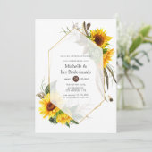 Zonnebloem Rustige Geometrische bridesmaïden Lunch Kaart (Staand voorkant)