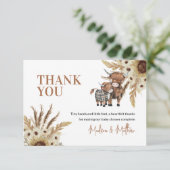 Zonnebloem Rustige Koe Baby shower Hartelijk dank Kaart (Staand voorkant)