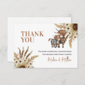 Zonnebloem Rustige Koe Baby shower Hartelijk dank Kaart (Voorkant / Achterkant)