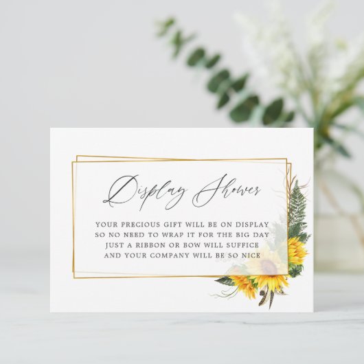Zonnebloem Rustige Vrijgezellenfeest-display Informatiekaartje (Staand voorkant)