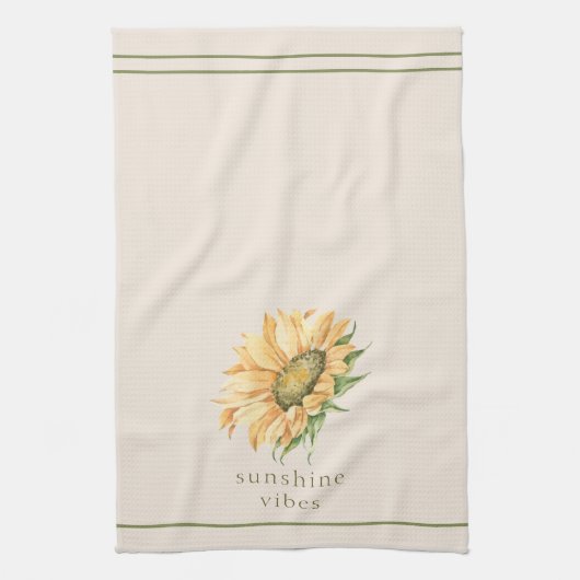 Zonnebloem Rustige Waterverf Theedoek (Verticaal)