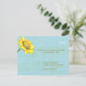 Zonnebloem Rustisch Bleek Blue Wedding RSVP-kaart Uitnodiging Briefkaart (Staand voorkant)