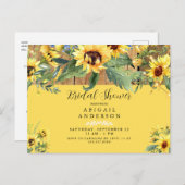 Zonnebloem Rustisch Geel Vrijgezellenfeest Uitnodiging Briefkaart (Voorkant / Achterkant)