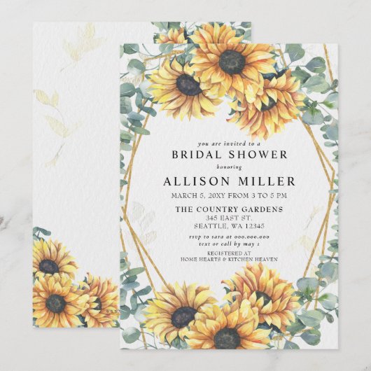 Zonnebloem Rustisch Geometric Gold Vrijgezellenfee Kaart (Voorkant / Achterkant)