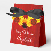 Zonnebloem Rustisch Hout Birthday Bedankdoosjes (Voorkant Zijde)