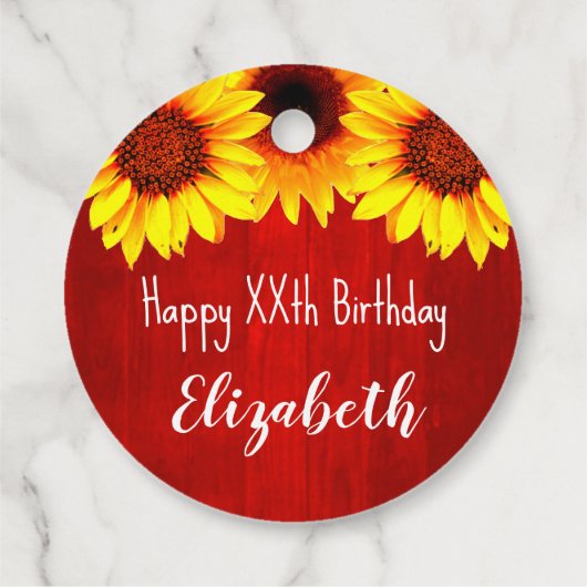 Zonnebloem Rustisch Hout Birthday Bedankjes Labels (Achterkant)