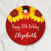 Zonnebloem Rustisch Hout Birthday Bedankjes Labels (Voorkant)