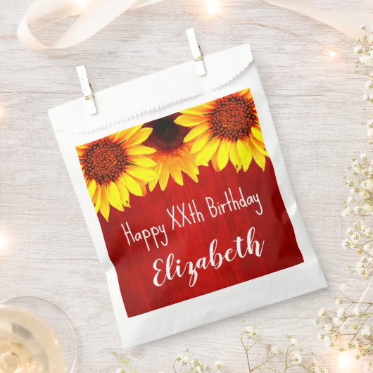 Zonnebloem Rustisch Hout Birthday Bedankzakje (Geknipt)