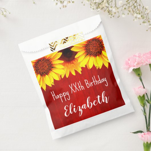 Zonnebloem Rustisch Hout Birthday Bedankzakje (Gezegeld)