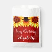 Zonnebloem Rustisch Hout Birthday Bedankzakje (Voorkant)