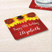 Zonnebloem Rustisch Hout Birthday Kartonnen Onderzetters (Schuin)