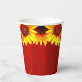 Zonnebloem Rustisch Hout Birthday Papieren Bekers (Achterkant)