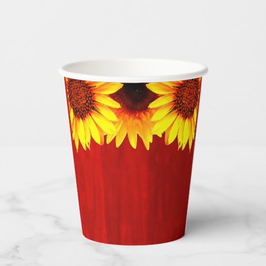 Zonnebloem Rustisch Hout Birthday Papieren Bekers (Achterkant)