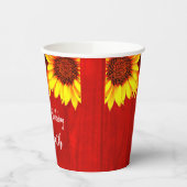 Zonnebloem Rustisch Hout Birthday Papieren Bekers (Links)