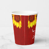 Zonnebloem Rustisch Hout Birthday Papieren Bekers (Rechts)