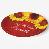 Zonnebloem Rustisch Hout Birthday Papieren Bordje (Gekanteld)