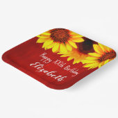 Zonnebloem Rustisch Hout Birthday Papieren Bordje (Gebogen)