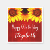 Zonnebloem Rustisch Hout Birthday Servet (Voorkant)